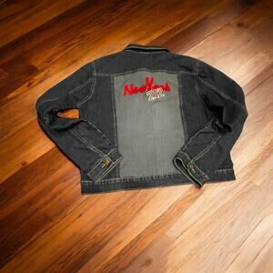New York 212 NEESO Blue Jean Jacket Embroidered Rhinestone Size XL Classic Style